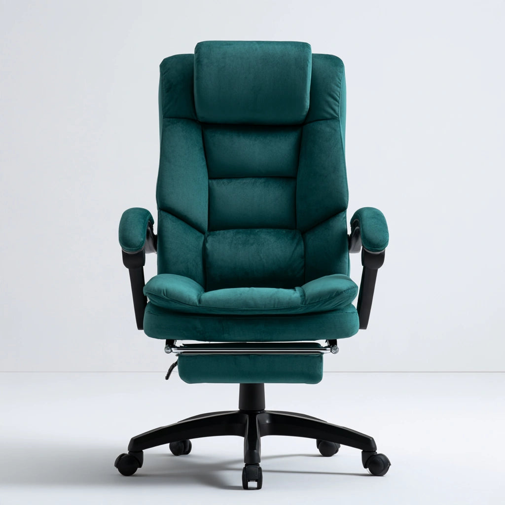Ergonomiczny fotel biurowy, z aksamitu, kolor: morski